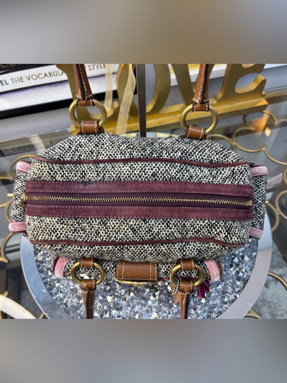 Coach 2005 Vintage Soho Tweed Y2k Swarovski Bow Satch… - Gem